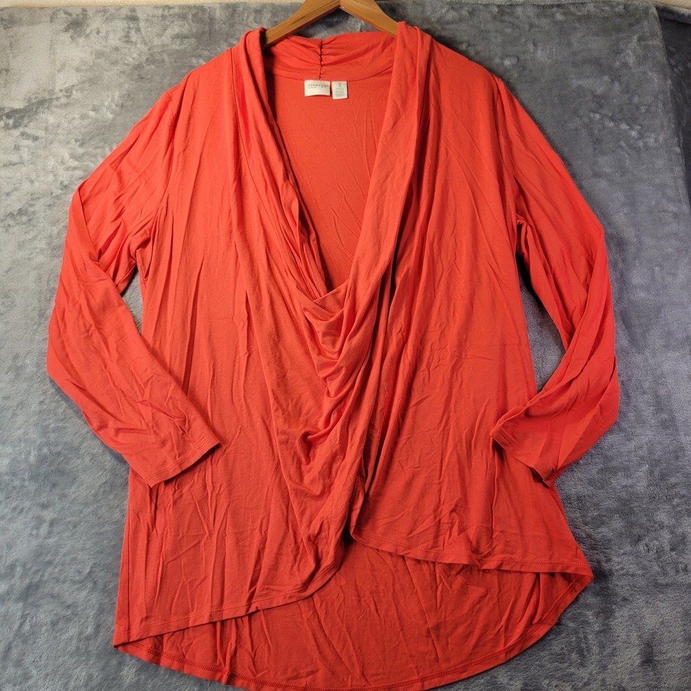 Zenergy by Chicos Womens 3 XL Coral Surplice Wrap Stretch Top Flowy‎ Stretchy